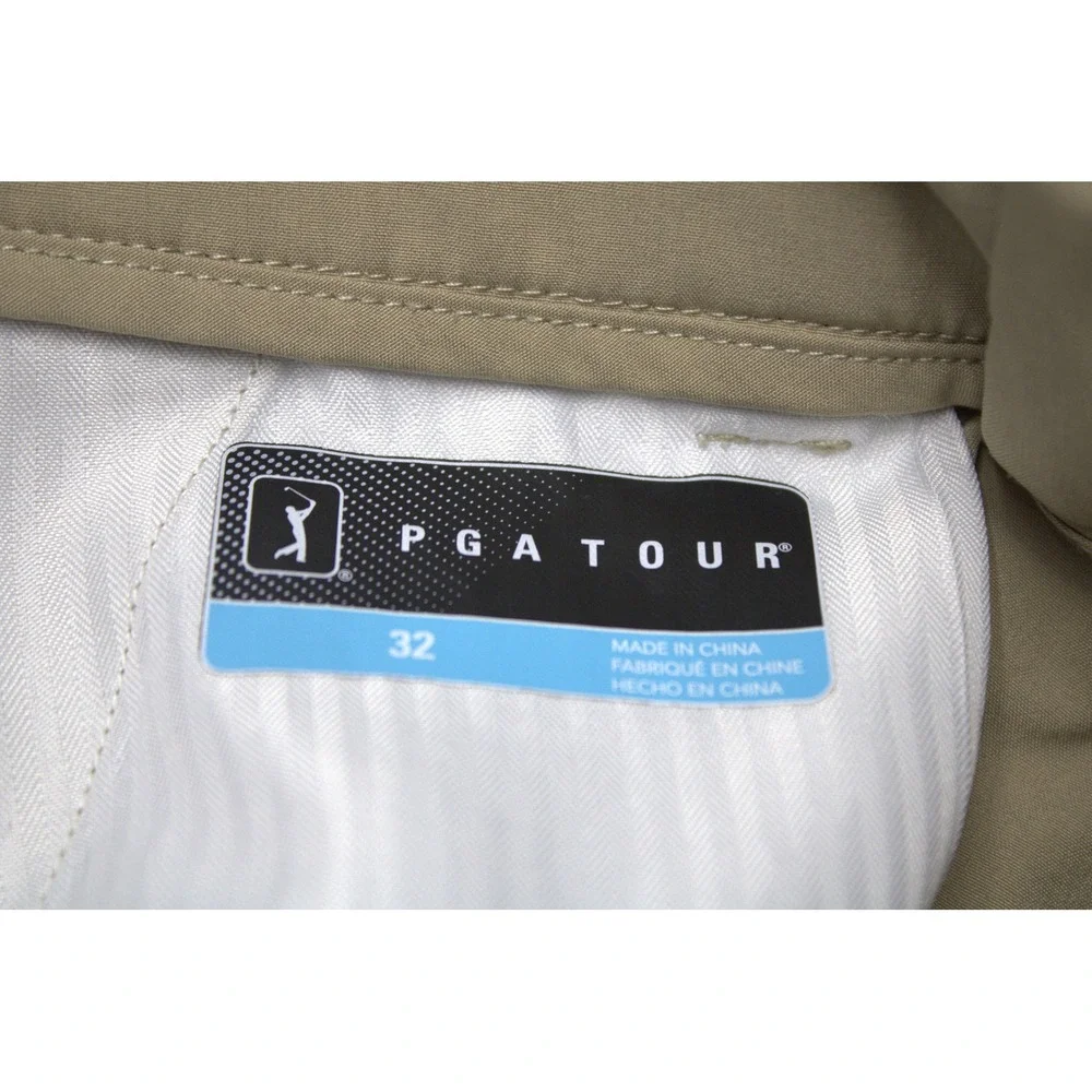 PGA Tour Mens Golf Shorts Khaki Tan Performance Stretch Size 32